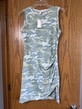 NWT Women's Nine West Green Camo Sleeveless Cotton Dress Small