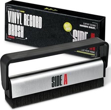 Side A Vinyl Record Brush with Soft Carbon Fibre Bristles, Anti-Static, Black