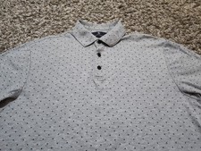 Hart Schaffner Marx Polo Shirt Mens Medium Gray Geometric Short Sleeve Pullover