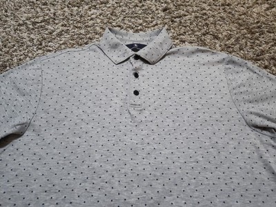 Hart Schaffner Marx Polo Shirt Mens Medium Gray Geometric Short Sleeve Pullover