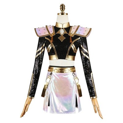 Jackolume Kpop Super Star Rumi cosplay kostuum voor volwassenen, Kpop Jagers Kostuum Rumi Idol Stage Outfits Halloween Cosplay Volledige Set met Accessoires voor Vrouwen