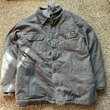Dickies Hooded Canvas Work Jacket Quilted Lined Coat Gray Men’s Xl 46-48Workwear