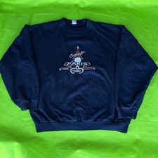 Vintage Paris France Capitale Tour Eiffel Embroidered Navy Blue Sweatshirt L