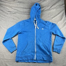 Quicksilver Jacket Mens L Blue Hoodie Zipper Drawstring Fleece Surf Swim Pocket