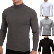 Mens Roll Neck Lightweight Jumper T-Shirt Turtle Funnel Long Sleeve Tops US