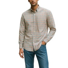 Forsyth Of Canada Red Blue Green Check 2 Ply Button Up Dress Shirt Size Medium