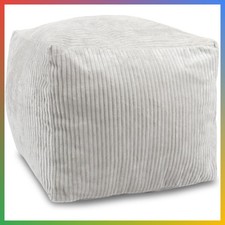 Pouf Cover Ottoman Footrest Corduroy Unstuffed Storage Square 20x16 Grey Washabl