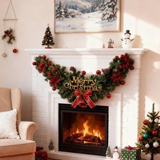Swag Arch Christmas Wreath Garland Cane Bow Ornament Xmas Door Fireplaces Decors