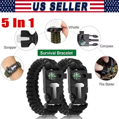 5 In1 Compass Bracelet With Flint Seven Core Paracord Bracelet Inginiter Outdoor