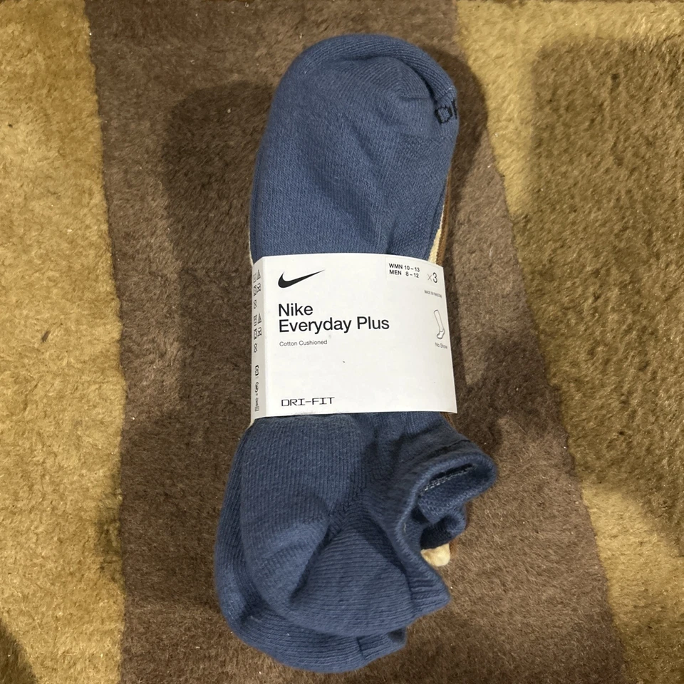 Nike Multicolor Paquete de 3 Pares Calcetines No Show Talla L 8-12 HOMBRE (AZUL/CREMA/MARRÓN) Foto 2 de 3