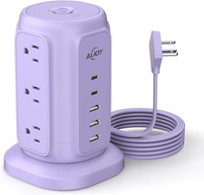 USB C Power Strip Tower, 9 AC Outlets and 5 USB Ports Power Tower, 1200J Surge