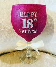 Personalised Glitter Gin Glass for Birthday 18th, 21st, 30th, 40th, 50th, 60th