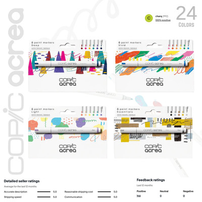 Copic Acrea Full Set 24 pens with 6 spare nibs *NEW*
