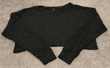 Wild Fable Women s Cropped Long Sleeve Dark Gray Sweater Size Small