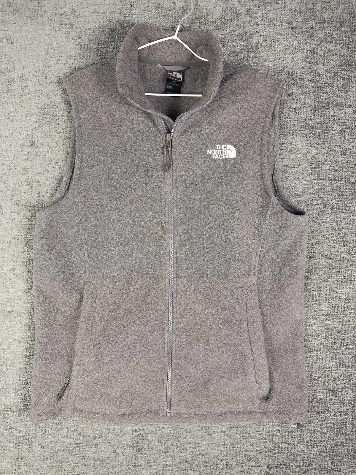 The North Face Fleece Vest Mens M Gray Full Zip Gorpcore Hiking Outdoor Logo
