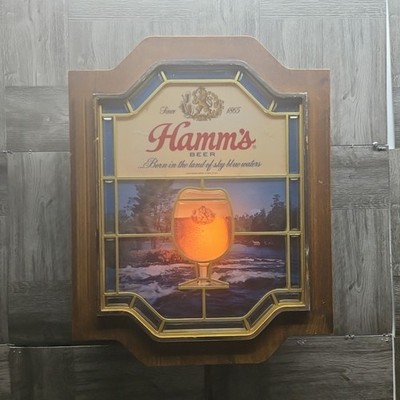 Hamm's Beer Lighted Sign Breweriana Vintage Wall Display Bar Decor 18'' X 14.25''