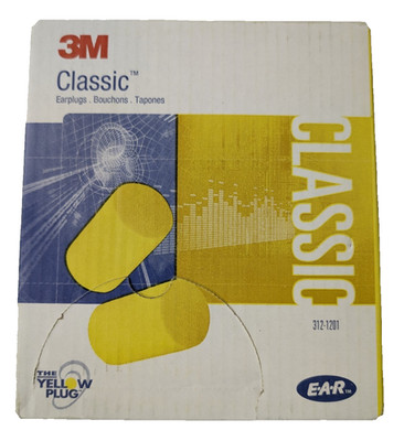 3M E-A-R Classic Earplugs 312-1201 NRR 29 Uncorded Yellow 200 Pair Box