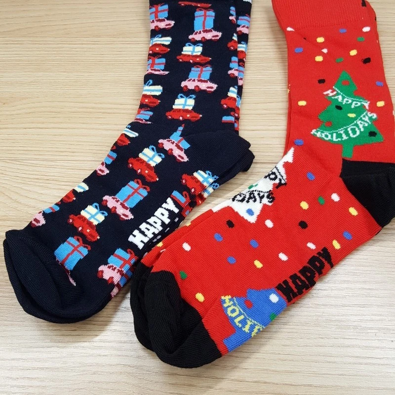 HAPPY SOCKS Calcetines Crew Negro Rojo Árbol de Navidad Coche Regalos Vacaciones Paquete de 2 Foto 2 de 3