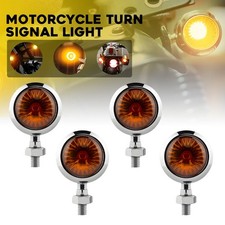 4Pcs Amber Motorcycle Indicators Bullet Turn Signal Lights Chrome Blinkers Lamps