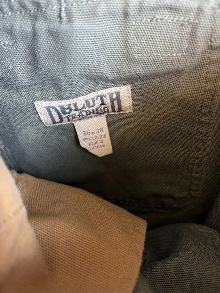 Pantalones cargo Duluth Trading Co para hombre *36x30 verde lona manguera contra incendios ropa de trabajo relajada Foto 4 de 4