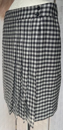 Gonna vintage Liz Claiborne 100% lana plissettata a quadri grigia foderata taglia 16 FXH - Foto 8 di 15