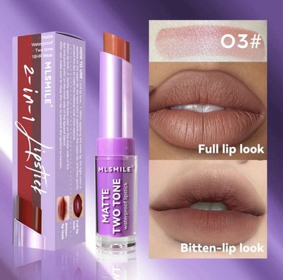   Two-Tone Velvet Pearl Lipstick   Long-Lasting & Moisturizing