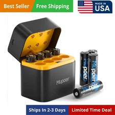 Rechargeable AA Batteries Lithium with Charger,8 Pack 1.5V 3000mWh Double A B...