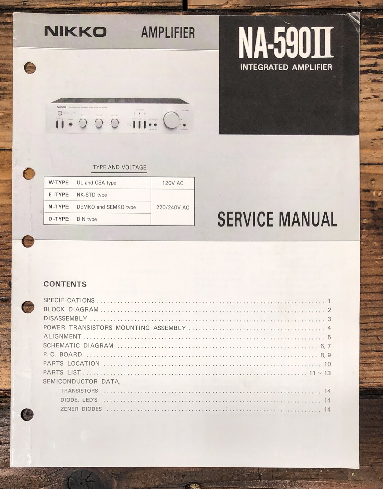 Nikko NA-590 II Amplifier Service Manual *Original*