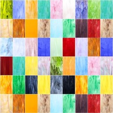 36 Sheets Opaque Stained Glass Bulk Variety Pack, 4 x 6 Inch Mosaic Glass Tiles