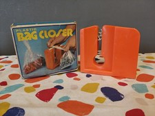 Vintage Retro Orange Plastic Bag Closer Kitchen Gadget Bag Tie Tape 1970s 