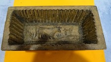 ANCIEN MOULE A BEURRE EN BOIS DE FORME RECTANGULAIRE, ART POPULAIRE-XIX -VACHE