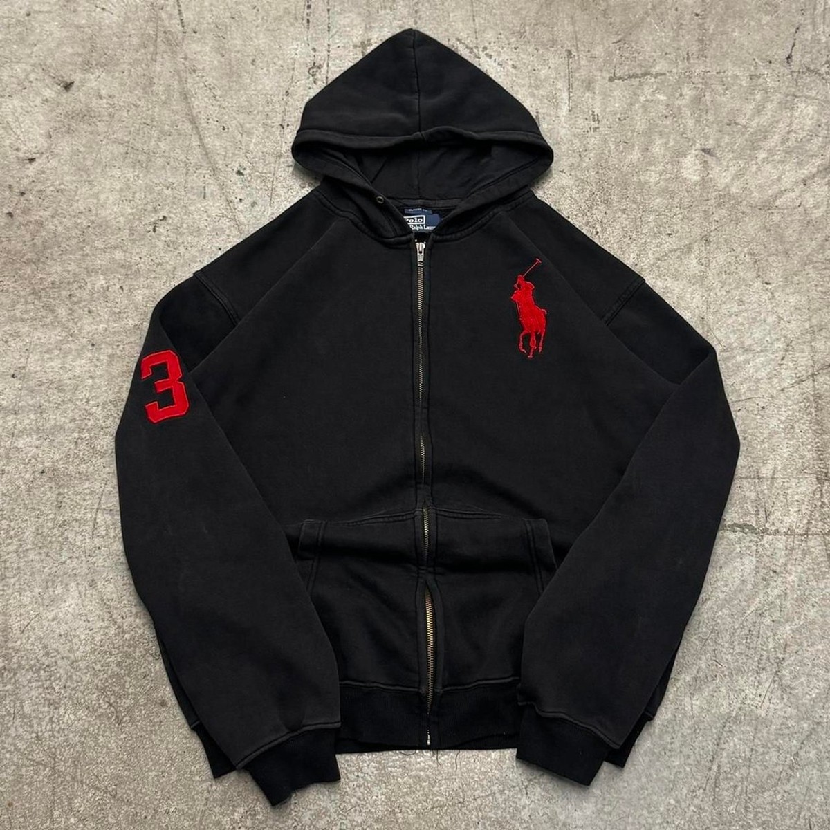 Vintage 90s Polo Ralph Lauren Big Pony Chief Keef Zip Up Hoodie XL