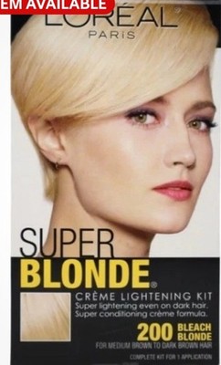 L'Oreal Paris Super Blonde Creme Lightening Kit, 200 Bleach Blonde Hair Color