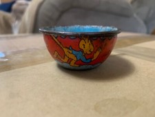 Vintage Ohio Art Tin Litho Child's Tea Cup. Fun Colors Monkey Cup