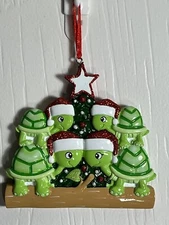 Turtles Polar X  Family of Four Hanging Christmas Ornament-Paint/Write Names On