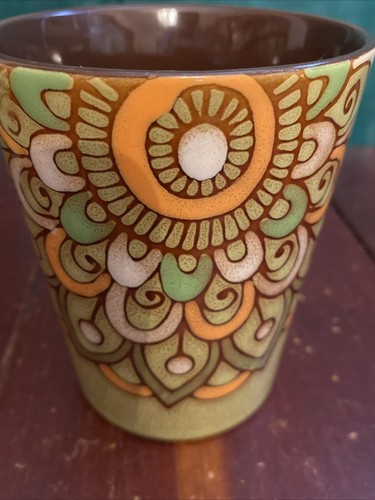 Vintage Pfau Kaffeetassen 5 im Set Gibson Studio grün braun orange Blumen - Bild 21 von 24