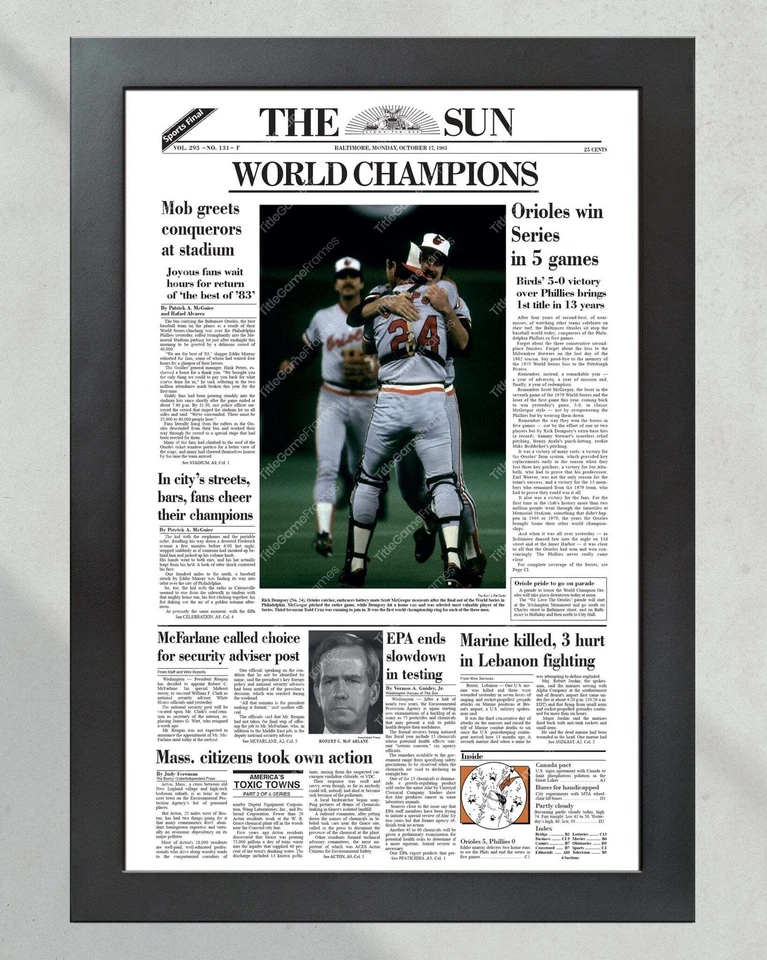 1983 Baltimore Orioles World Series Champions Framed Front Page Newspaper Print - Image 2 of 4