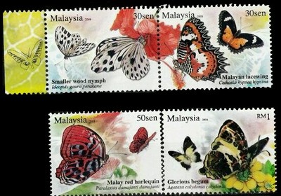 FREE SHIP Butterflies Malaysia 2008 Insect Flower Flora