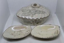 SET OF 3 SEASHELL BATHROOM HOLDERS 2 SOAP 1 TRINKET MOTHER OF PEARL COLOR