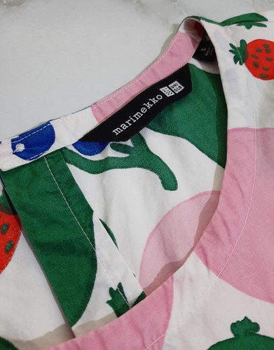 Marimekko Uniqlo Fruit Print Trapeze A Line Cotton Tunic Midi Dress Size S 10 - Picture 9 of 10