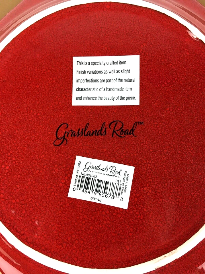 Set of 4 Grasslands Road Monogrammed Dessert Plate Red/Gold Letter R 8.75 in. - Image 4 of 4