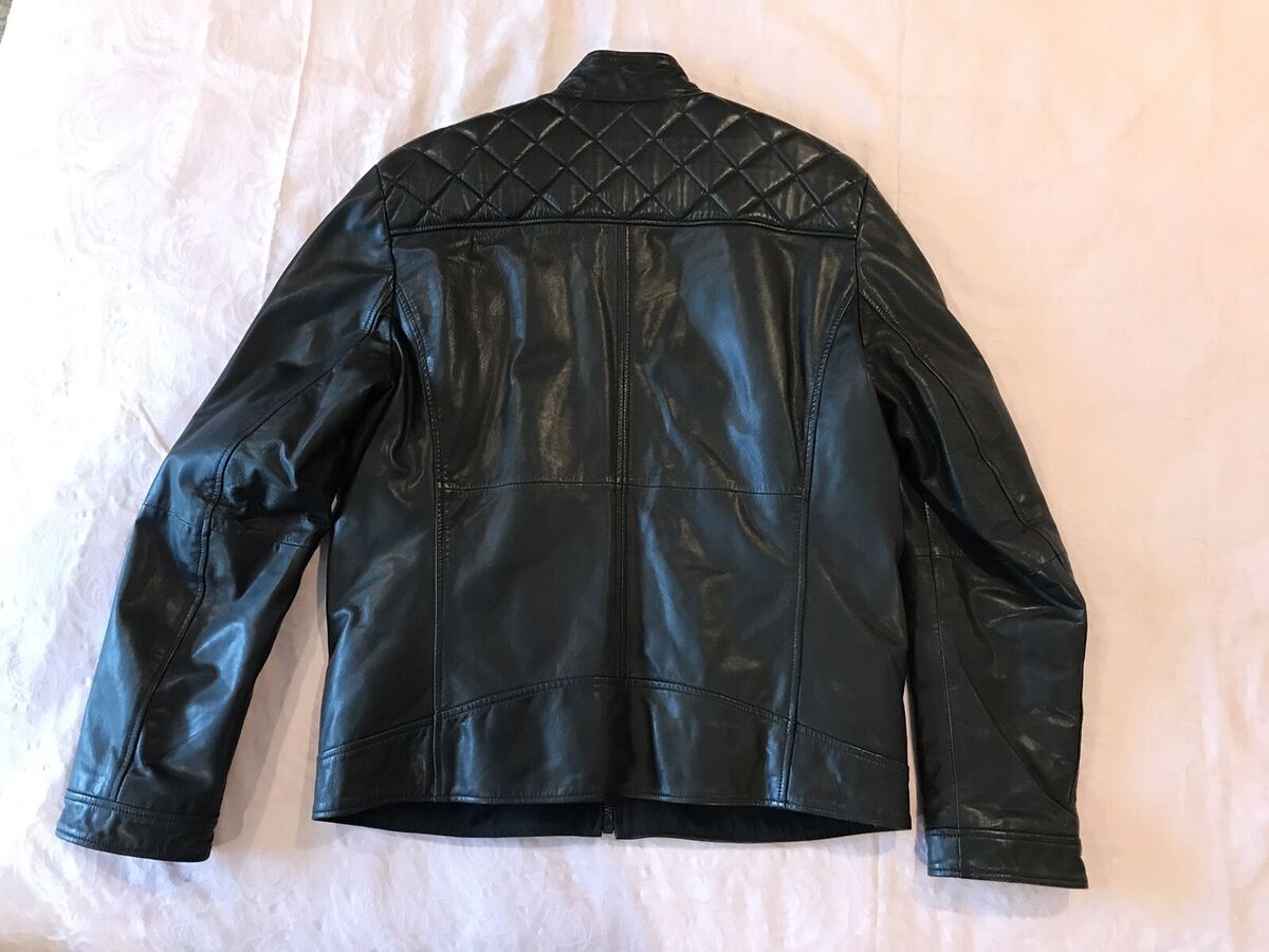 Hugo Boss Orange Men's size M Black Lined Padded Leather Hugo Boss Orange Men's size M Black Lined Padded Leather