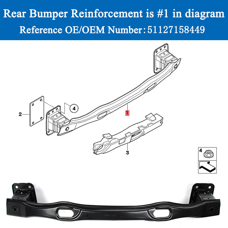 FOR BMW X5 X6 E70 E71 2007-2013 REAR CRASH BAR BUMPER REINFORCEMENT 51127158449