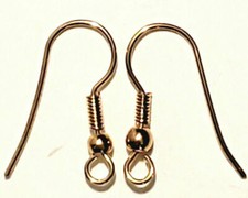 Gold Plate Fishhook Coil  Ball Ear Wire Earring Finding 200 pc Lot French hook