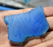Untreated 97.30 Ct Natural Chalcedony Deep- Blue Translucent Superb Rough Slab