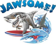 Jawsome Shark DECAL Choose Your Size Vinyl Window Car Boat Trailer Sticker