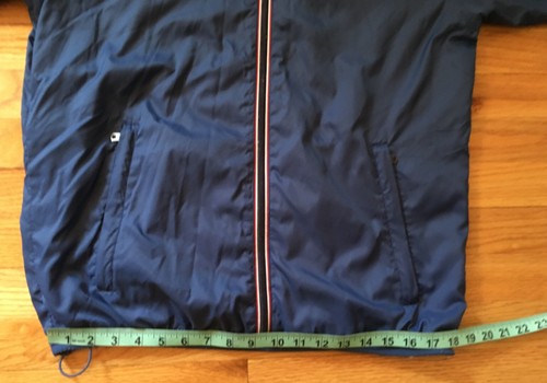 Tommy Hilfiger 100% Nylon Dark Blue Windbreaker W/Hood ZIP Pockets SZ SM/CH Vint - Picture 8 of 9