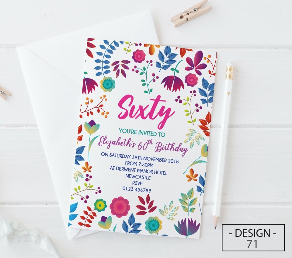 18th 21st 30th 40th 50th 60th Birthday Invitations Personalised, Party