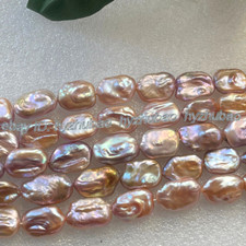 15x20mm Natural Pink Purple Freshwater Baroque Rectangle Pearl Loose Beads 15"