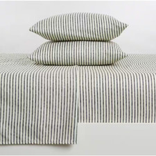 4-Piece Dark Grey Premium Soft Striped Microfiber King Sheet Set